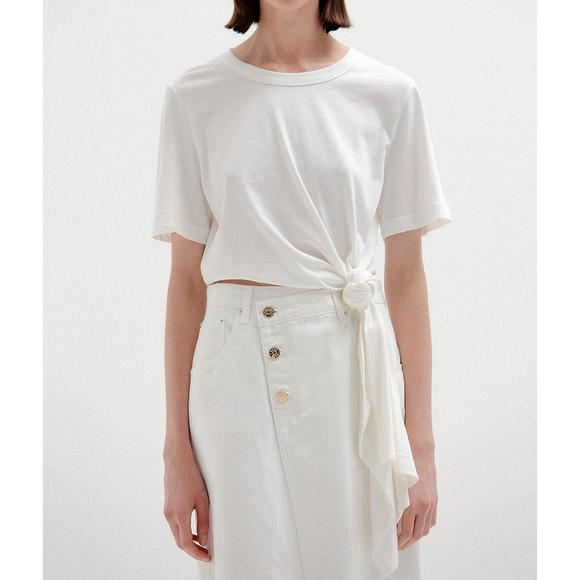 NEW EENK see knotted tie t-shirt in white - Picture 4 of 8